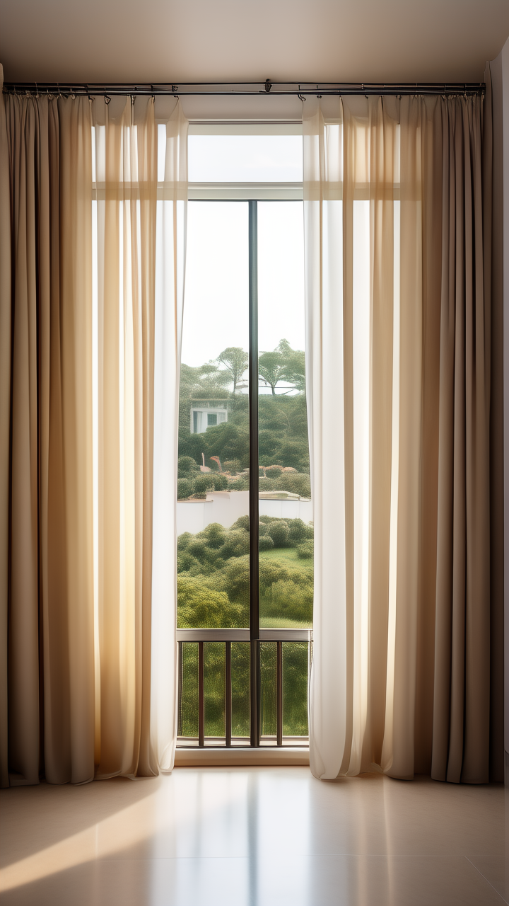 Cozy bedroom with modern blackout curtains